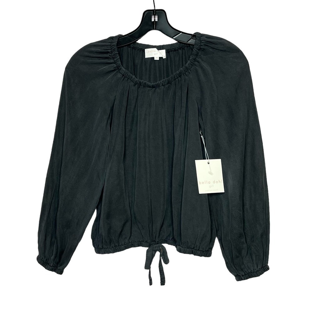 Bella Dahl Girls Shirred Bubble Top Mock Tie Long Sleeve Shirt Size 10 New